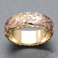 Sculpted Floral Wide Band Ring In Rose And Gold Tones view 1