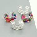 Chunky Clear Acrylic C Hoop Stud Earrings in Two Embedded Designs view 4