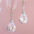 Pear-Shaped Long Drop Earrings In Pink And Clear Options view 3