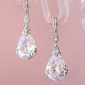 Pear-Shaped Long Drop Earrings In Pink And Clear Options view 4