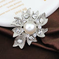 Black Silver Tone Flower Metal Brooch Pin for Jackets and Lapels view 2