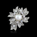 Black Silver Tone Flower Metal Brooch Pin for Jackets and Lapels view 1