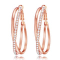Crystal Double Loop Statement Hoop Earrings With Clear Stone Accents view 2