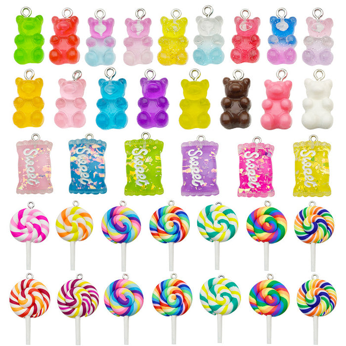 Multicolor Lollipop Glossy Charms for Jewelry and Craft Projects