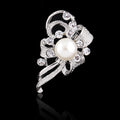 Black Silver Tone Ribbon Bow Crystal Metal Brooch Pin 1 Pictured Designs view 1