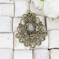 Vintage Hollow Ethnic Style Alloy Earring Connector 47x37mm