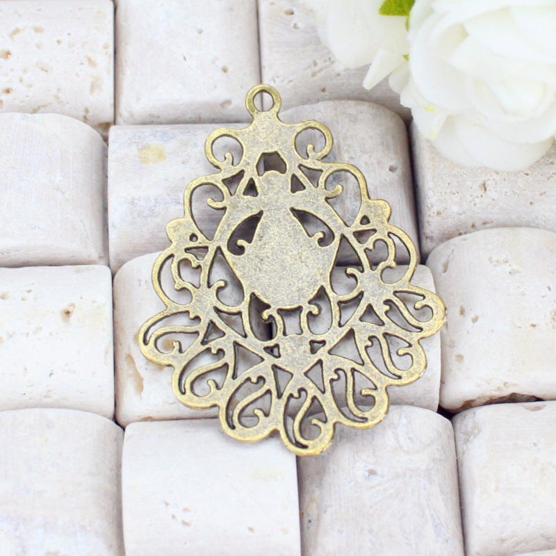 Vintage Hollow Ethnic Style Alloy Earring Connector 47x37mm