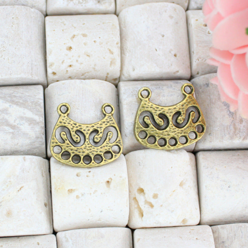 Double Loop Hollow Alloy Connector Charm 19x17mm