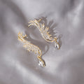 Silver Angel Wing Clear Look Ear Climber Stud Earrings view 2