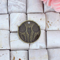 Round Tulip Relief Connector Charm In Multiple Metal Finishes view 2