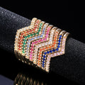 Multicolor Chevron Crystal Band Ring in Gold Tone Jewelry Accessory view 1