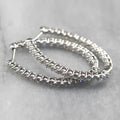 Silver Clear Single Row Crystal Pave Hoop Earrings view 3