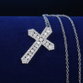 Clear Pavé Crystal Cross Pendant in Silver Tone Metal view 4