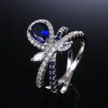 Red And Blue Teardrop Bow Stone Ring With Split Shank view 4
