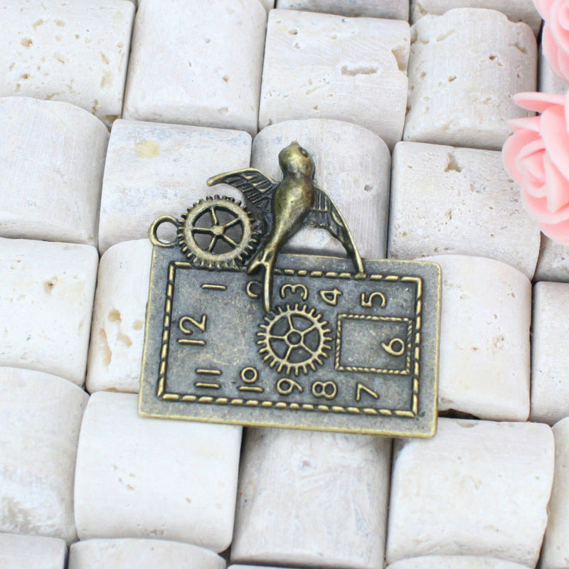 40x38mm Alloy Swallow Clock Gear Charm Pendant
