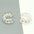 Chunky Clear Acrylic C Hoop Stud Earrings in Two Embedded Designs view 2