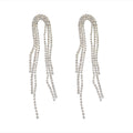 Crystal Arch Tassel Earrings with Sparkling Stone Details view 5