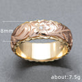 Sculpted Floral Wide Band Ring In Rose And Gold Tones view 3