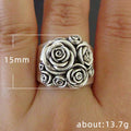 Sculpted Rose Extra-Wide Ring In Antiqued Silver Tone view 5