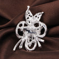 Black Silver Tone Butterfly Openwork Crystal Metal Brooch Pin view 3