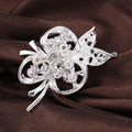 Black Silver Tone Butterfly Openwork Crystal Metal Brooch Pin view 2