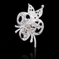 Black Silver Tone Butterfly Openwork Crystal Metal Brooch Pin view 1