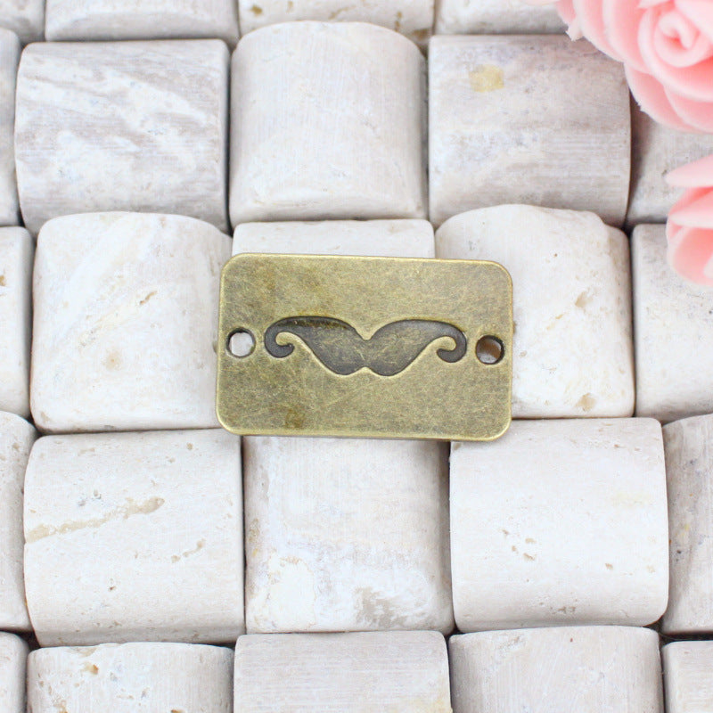 27x17mm Vintage Rectangle Mustache Connector Charm with Two Holes