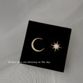 Gold Asymmetric Star And Moon Pavé Stud Earrings Pair view 6