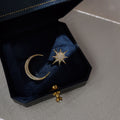 Gold Asymmetric Star And Moon Pavé Stud Earrings Pair view 2