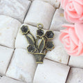 Vintage Alloy Flower Pot Charm Pendant 27x23mm