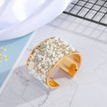Wide Gold Tone Stone Chip Open Cuff Bracelets in Seven Colors view 6