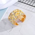 Wide Gold Tone Stone Chip Open Cuff Bracelets in Seven Colors view 7