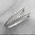 Silver Clear Single Row Crystal Pave Hoop Earrings view 1