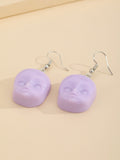 Pastel Doll Face Resin Hook Earrings in Three Colors view 3