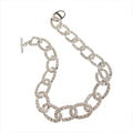 Silver Rhinestone Pave Large Oval Link Chain Choker Necklace view 5