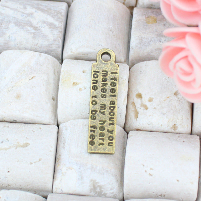 30x8mm Double-Sided Rectangular Letter Alloy Charm Pendant