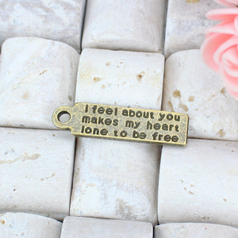 30x8mm Double-Sided Rectangular Letter Alloy Charm Pendant