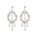 Iridescent Crystal Teardrop Earrings with Sparkling Stone Details view 5