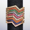 Multicolor Chevron Crystal Band Ring in Gold Tone Jewelry Accessory view 2