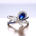 Red And Blue Teardrop Bow Stone Ring With Split Shank view 3