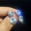 Silver-Tone Double Round Halo Crystal Drop Earrings view 3