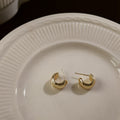 Gold And Silver Tone Polished Chunky C Shape Stud Earrings view 7