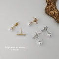 Gold-Tone Pavé Crystal Bar Pearl Drop Stud Earrings view 2