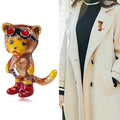 Cartoon Aviator Cat Brooch in Red Boots or Purple Boots view 2