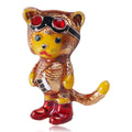 Cartoon Aviator Cat Brooch in Red Boots or Purple Boots view 1