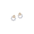 Gold Tone Rose Top White Pearl Wreath Stud Earrings For Women view 5