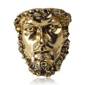 Sculpted Classical Face Brooch in Gold and Silver Tones view 1