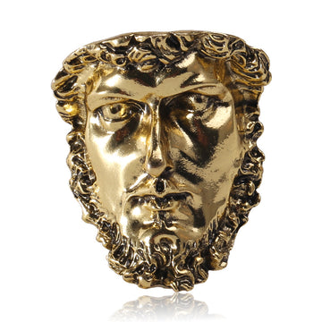 Sculpted Classical Face Brooch in Gold and Silver Tones