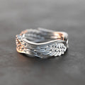 Silver Angel Wing Feather Band Ring Alloy Sizes 6-10 view 2