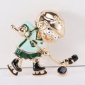 Cartoon Ice Hockey Player Brooch in Green or White Jersey view 7